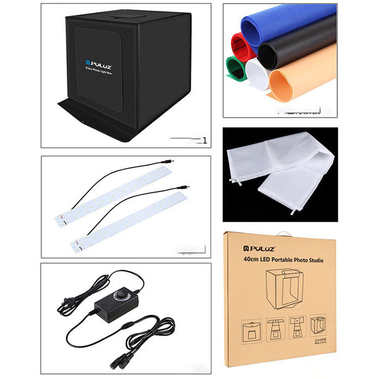 40cm Folding LED Photo Light Box with Color Backgrounds